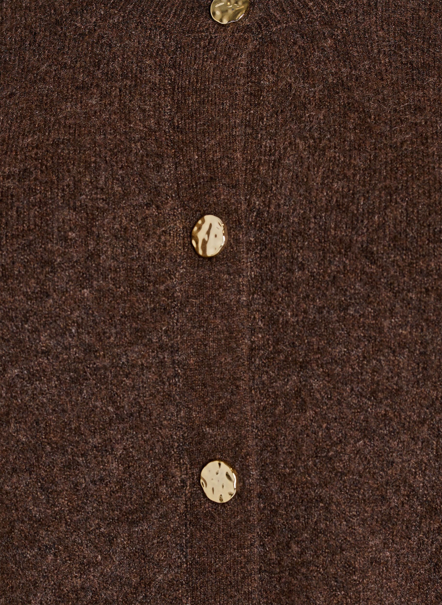 Zizzi Cardigan en maille douce avec boutons dor&eacute;s, Marron, Packshot image number 2