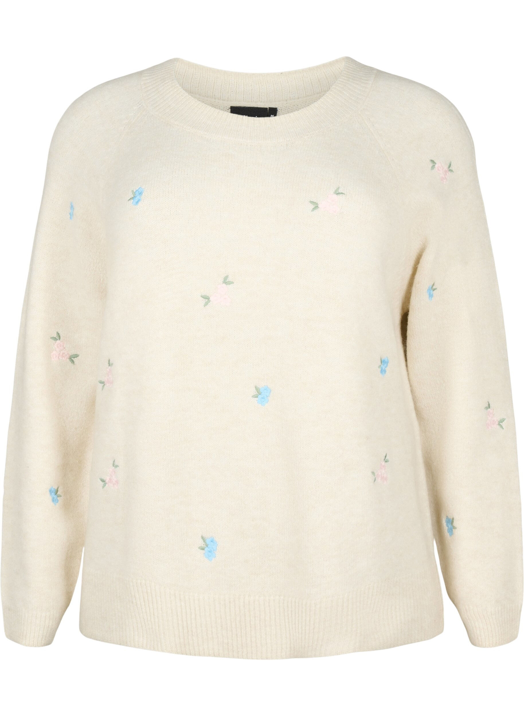 ZizziPull tricot&eacute; avec des fleurs brod&eacute;es, Birch Comb, Packshot image number 0