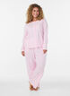 Pantalon de pyjama en coton biologique avec broderie ajour&eacute;e, Rose, Model image number 0