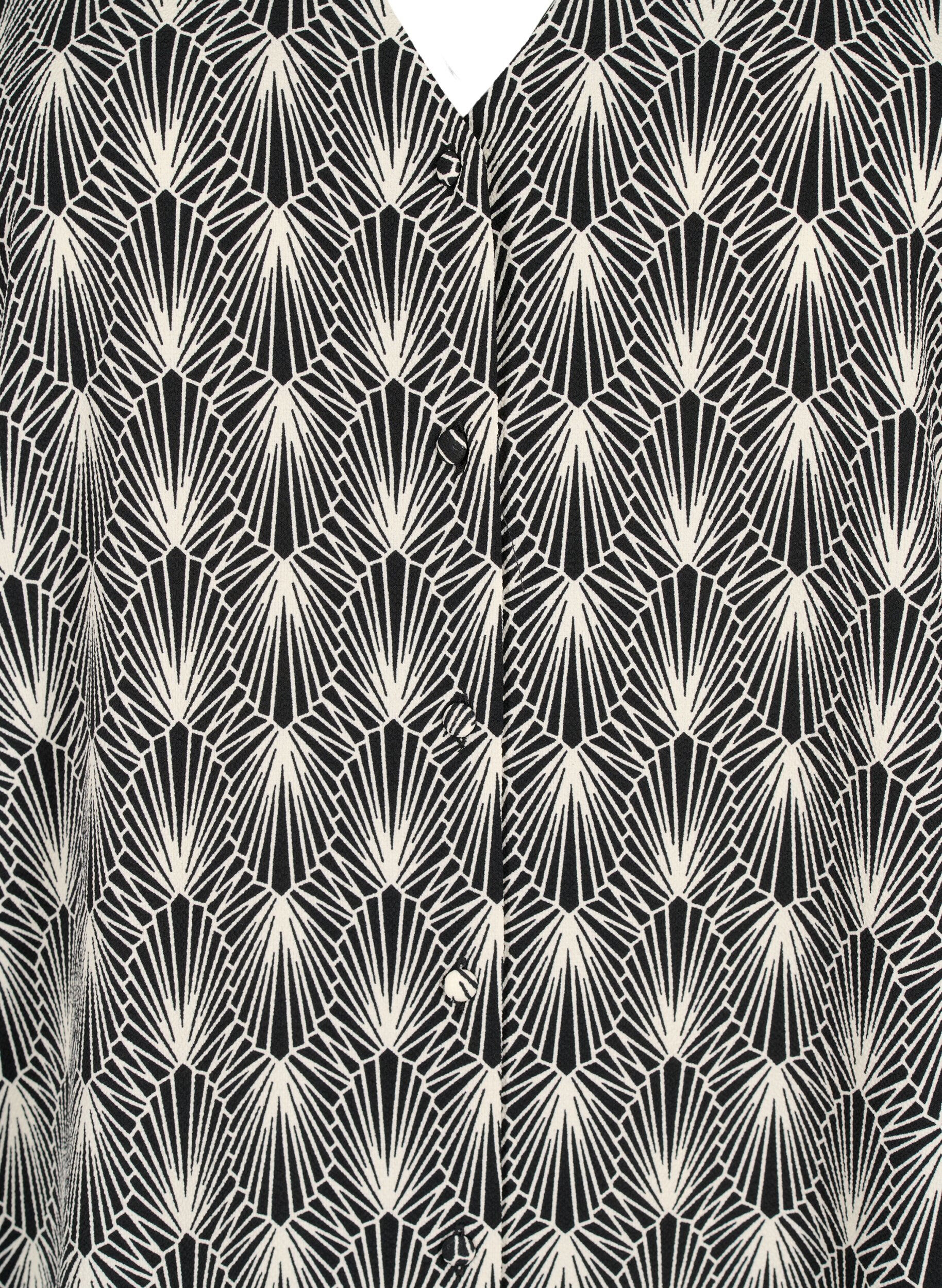 Zizzi Blouse avec col en V et imprim&eacute;, Birch Graphic AOP, Packshot image number 2