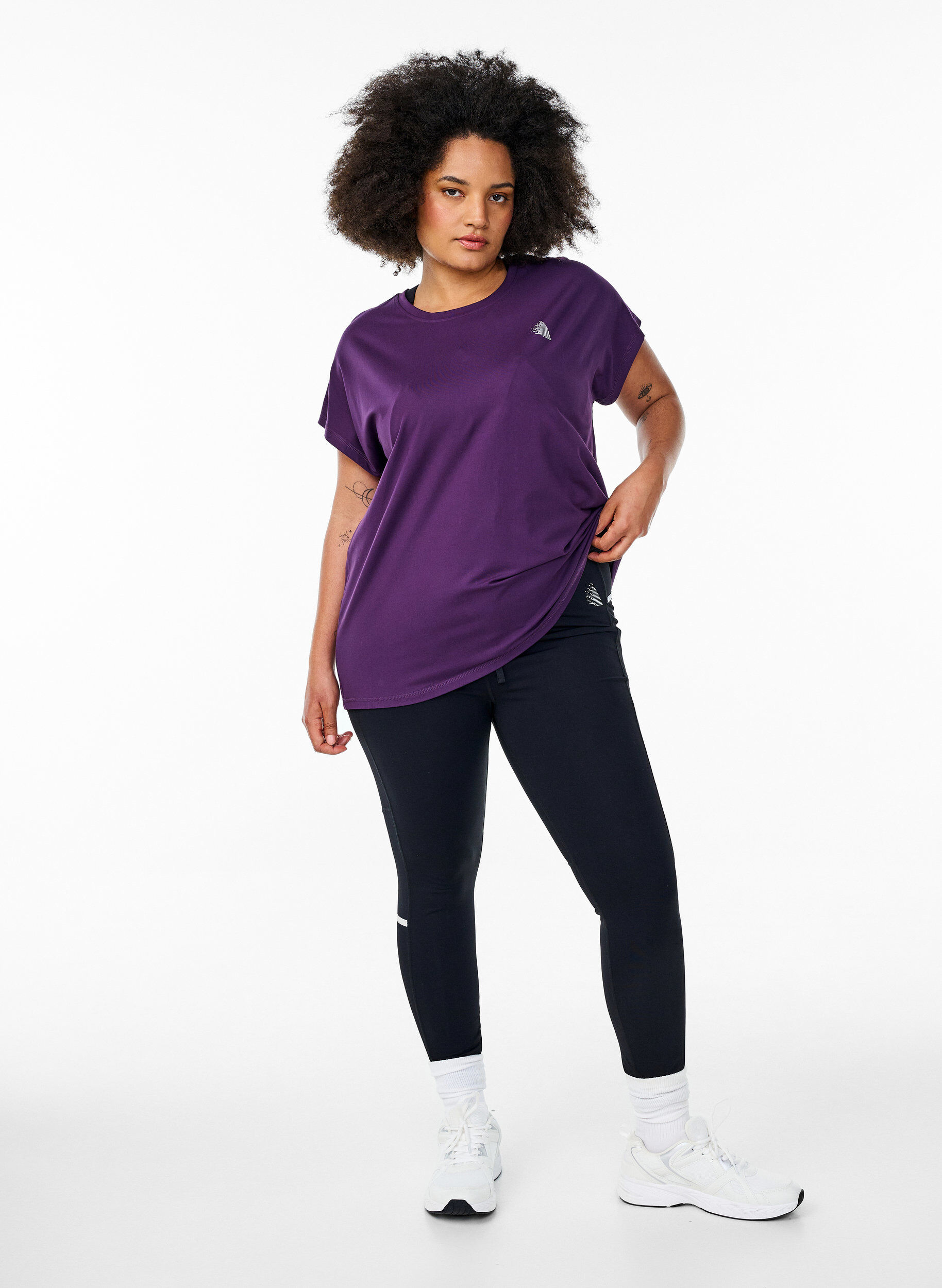 Zizzi T-shirt de sport couleur unie, Violet, Model image number 1