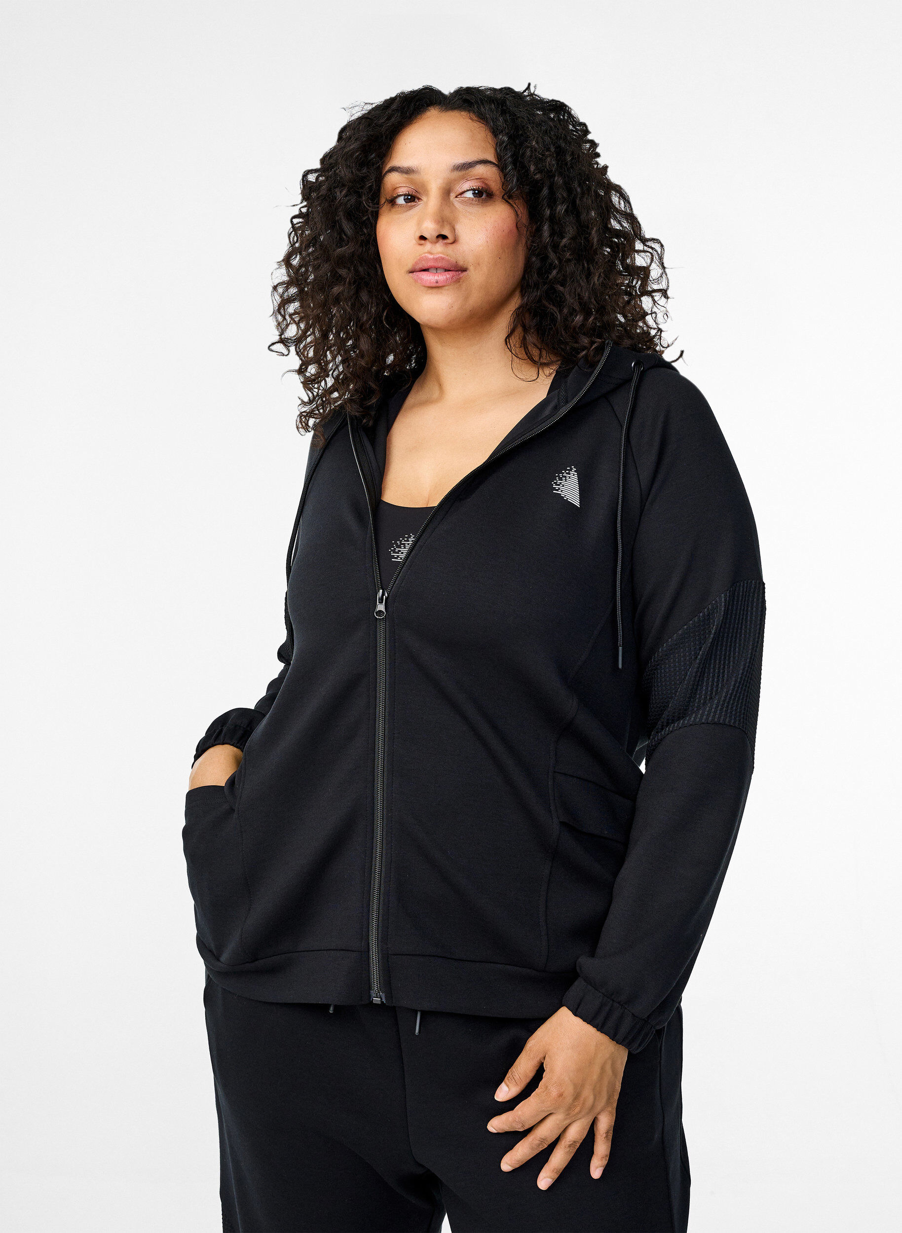 Zizzi Cardigan &agrave; capuche et poches, Black, Model image number 0