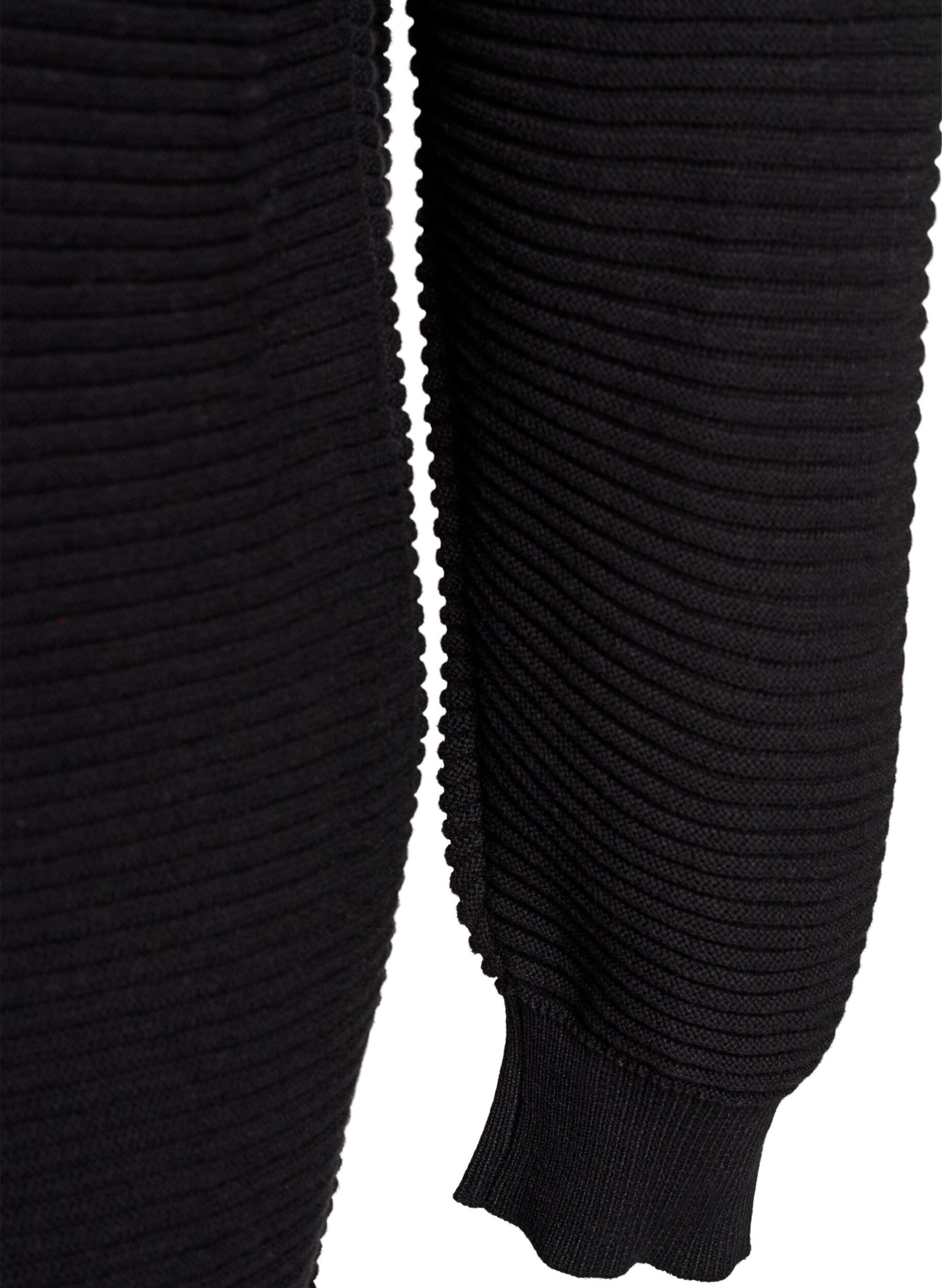 Zizzi Cardigan long c&ocirc;tel&eacute; en coton, Noir, Packshot image number 4