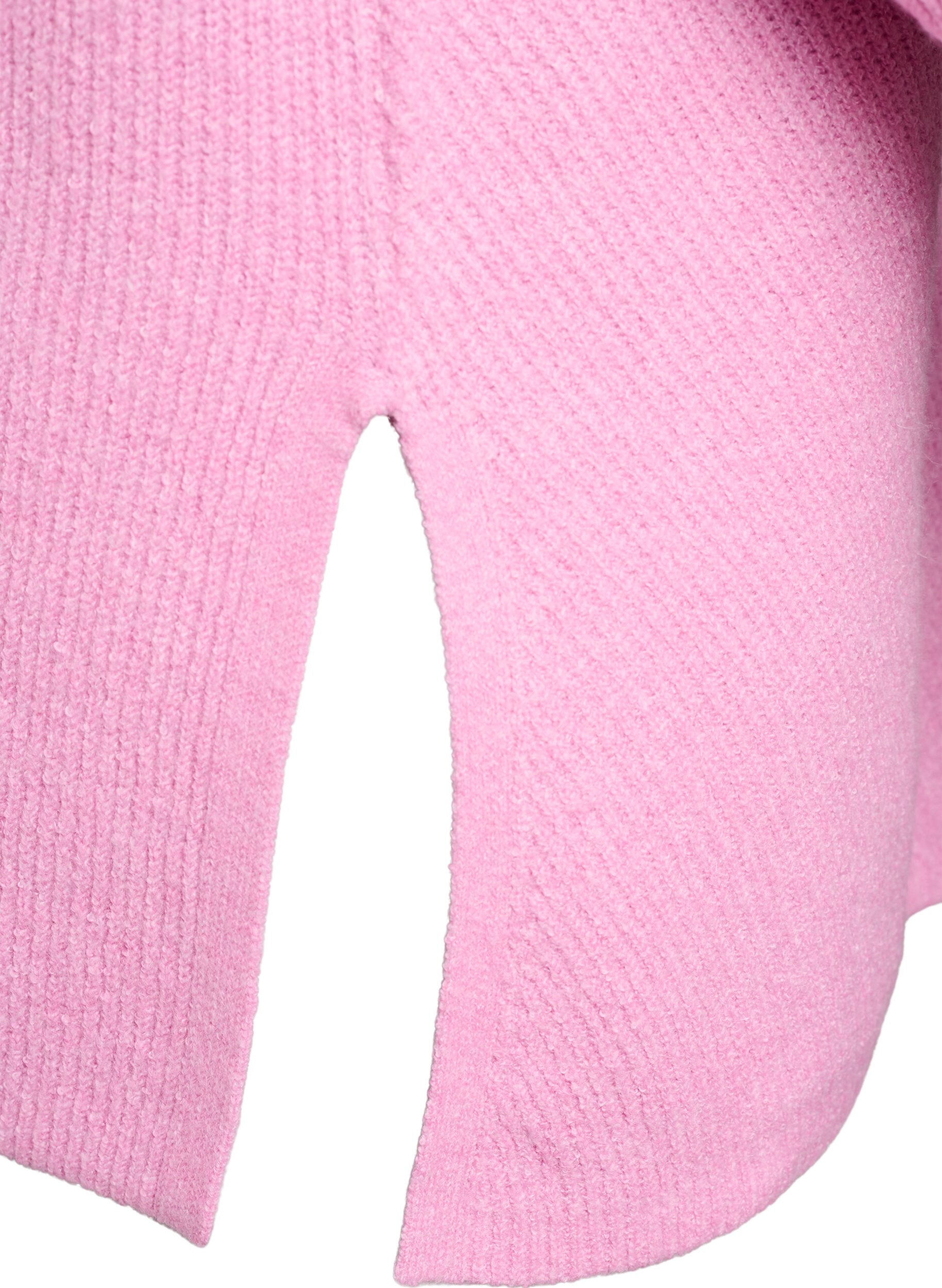 ZizziPull en maille &agrave; motif diagonal et manches raglan, Rose, Packshot image number 3