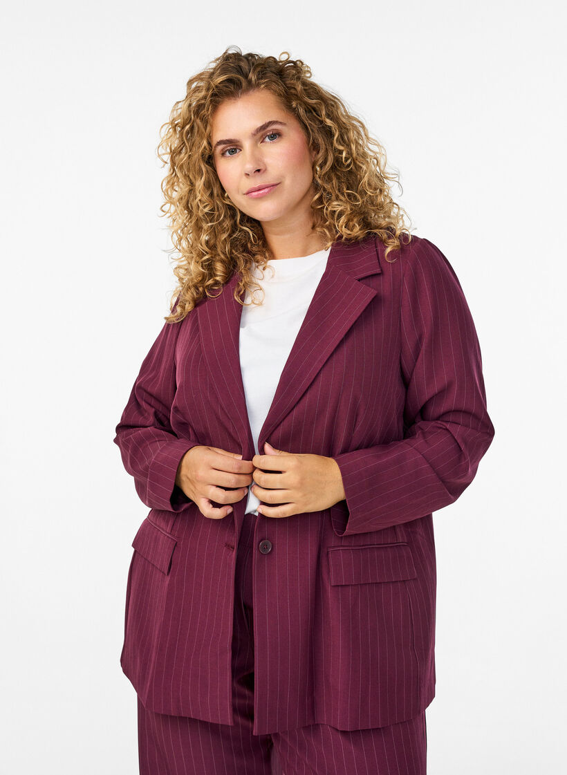 Blazer avec poches et fentes, Bordeaux, Model image number 0