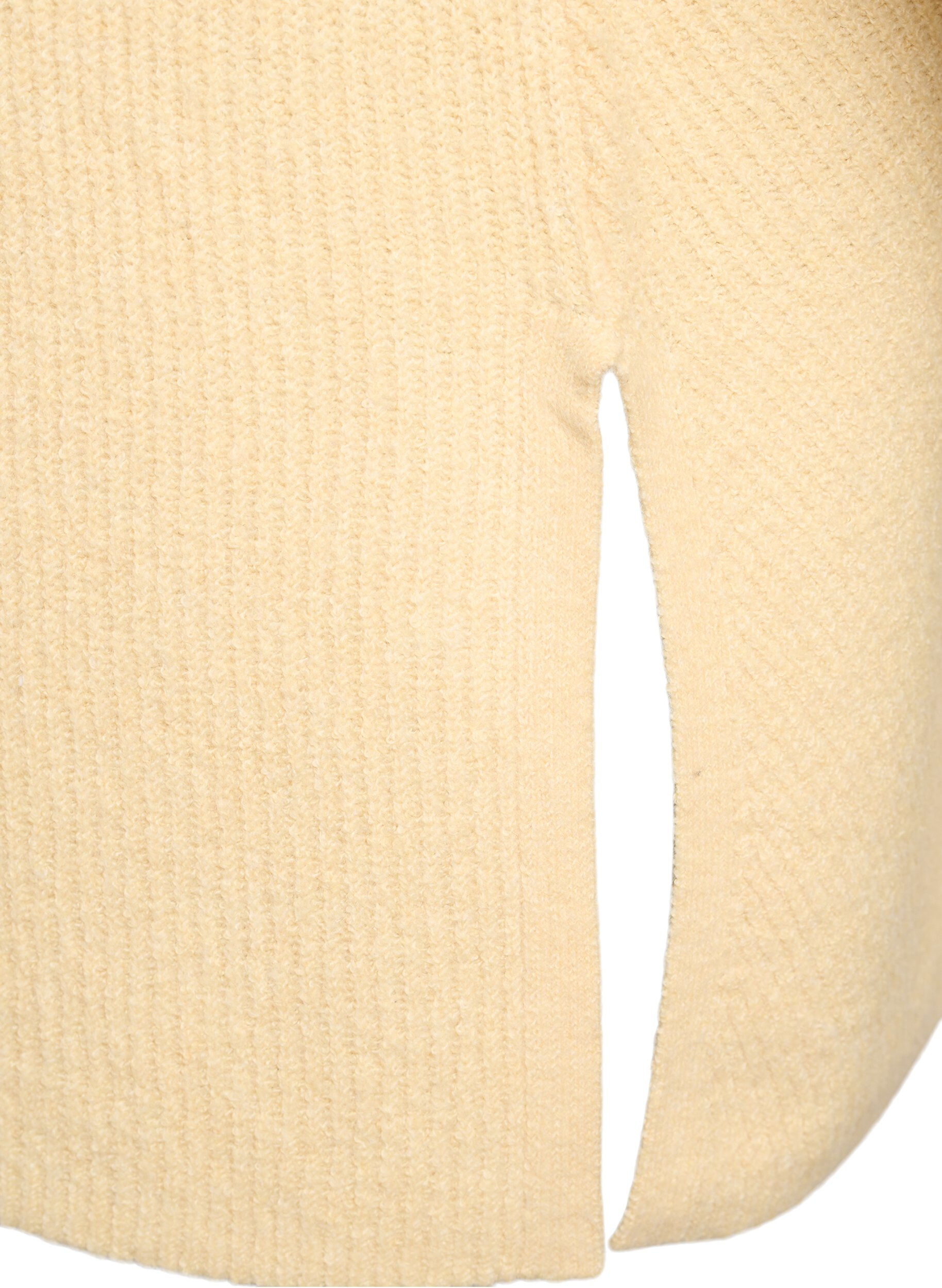 Zizzi Pull en maille &agrave; motif diagonal et manches raglan, Jaune clair, Packshot image number 3