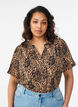 Blouse &agrave; manches courtes et encolure en V, Marron, Model image number 0