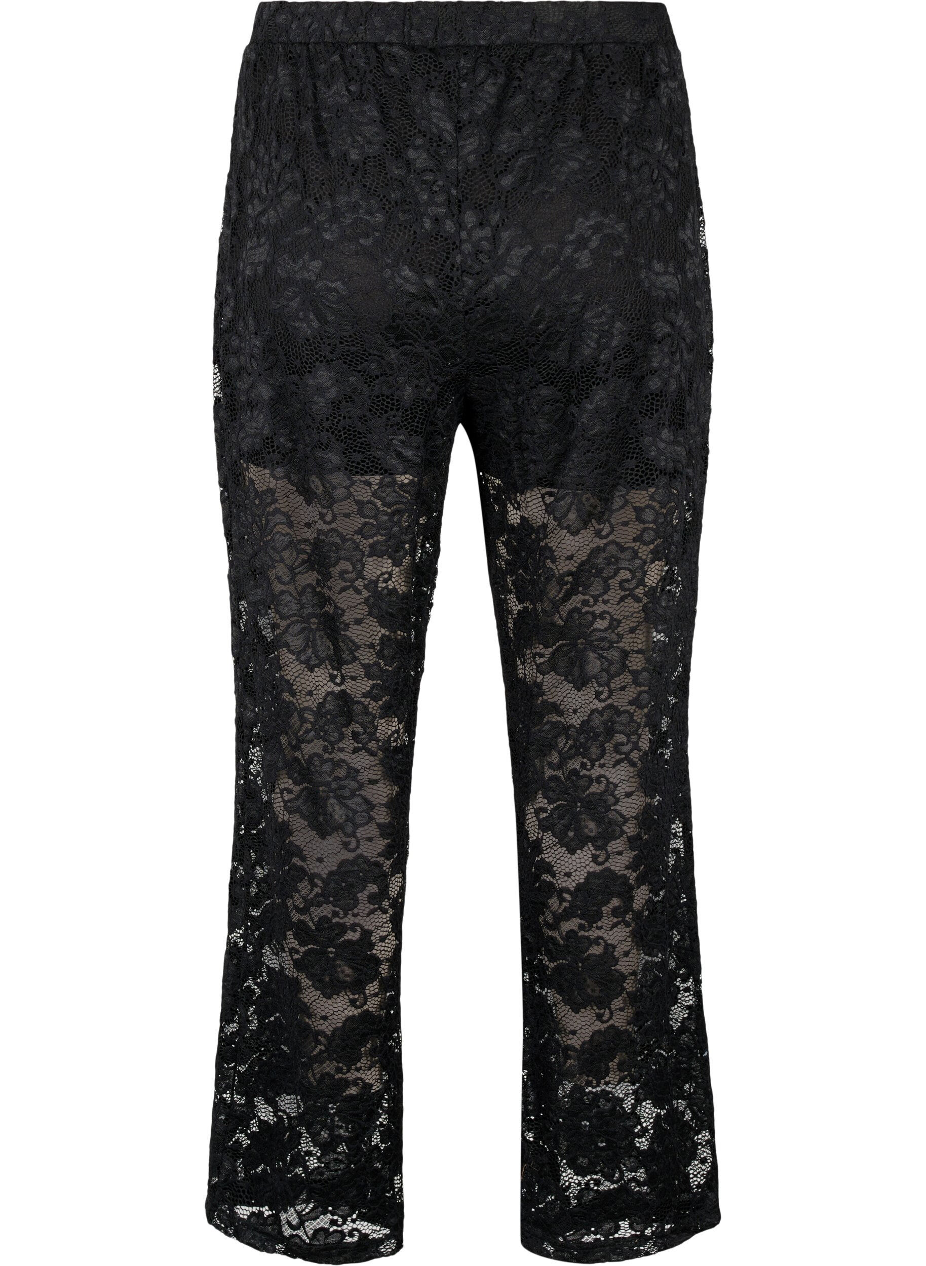 Zizzi Pantalon &agrave; lacets avec coupe droite, Black, Packshot image number 1