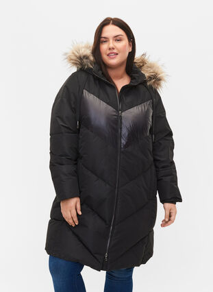 Parka d'hiver avec capuche détachable, Black, Model image number 0