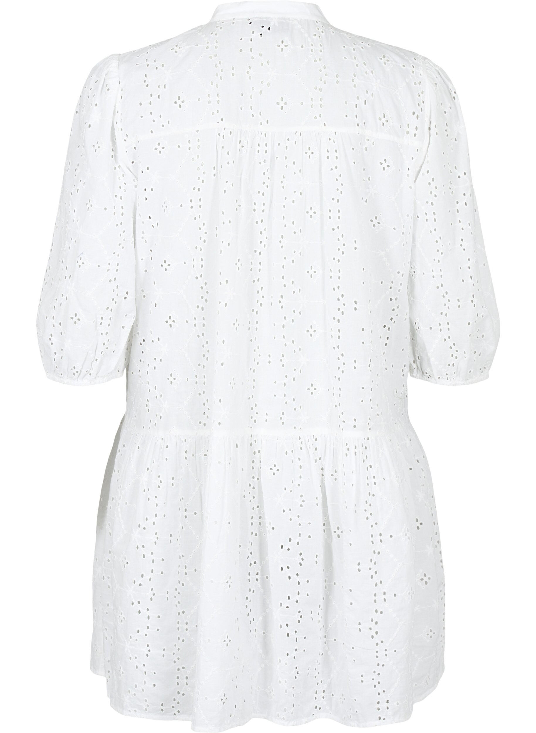 Zizzi Robe chemise en coton &agrave; broderie anglaise, Bright White, Packshot image number 1