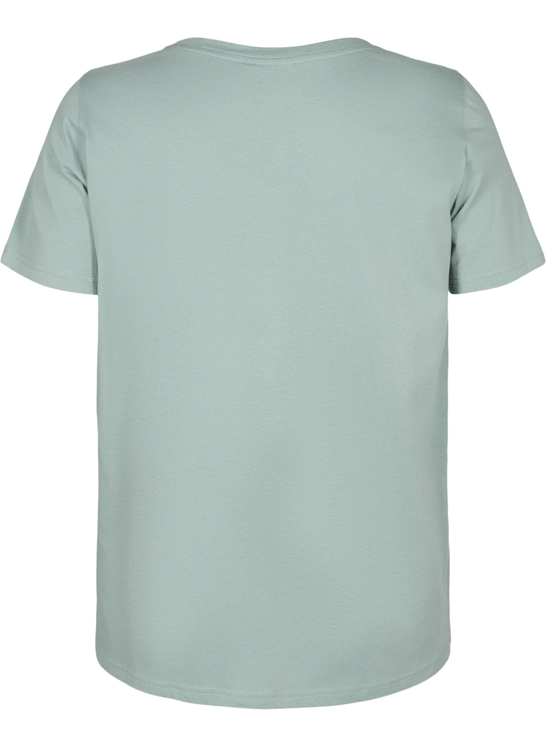 Zizzi T-shirt en coton avec motif, Ch. Green w. Face, Packshot image number 1
