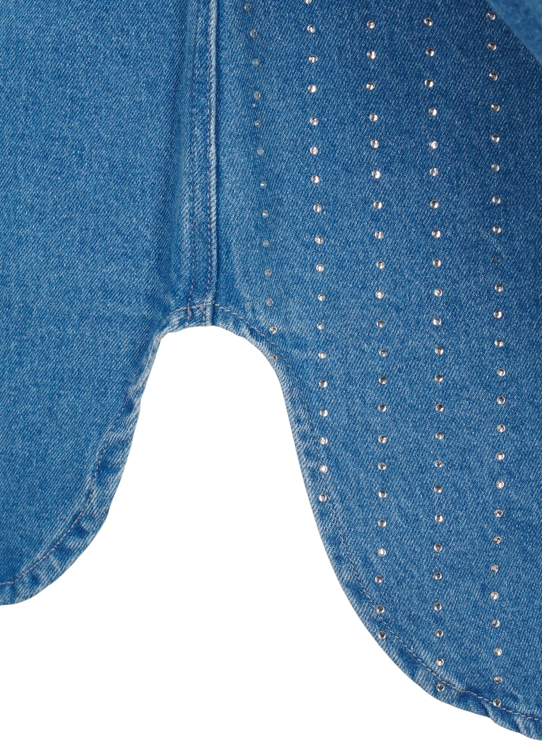 Zizzi Chemise en jean avec strass, Light Blue Denim, Packshot image number 3