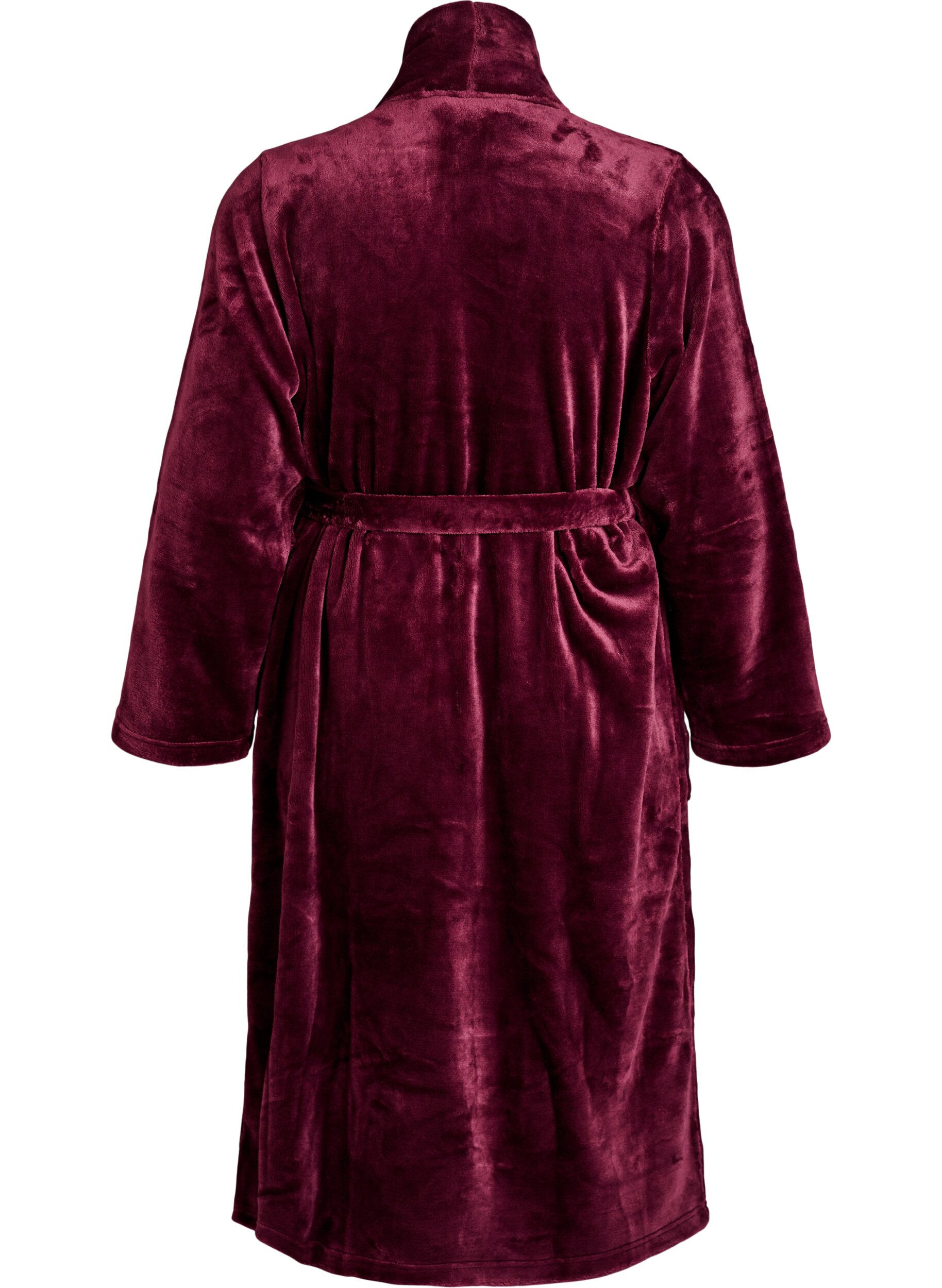 ZizziPeignoir en velours doux avec poches, Bordeaux fonc&eacute;, Packshot image number 1