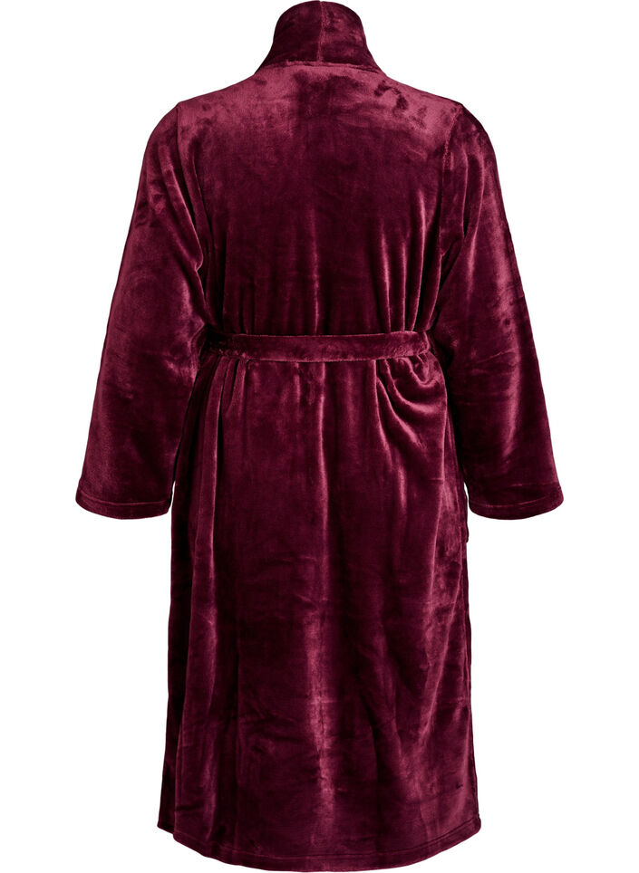 Peignoir en velours doux avec poches, Bordeaux fonc&eacute;, Packshot image number 1