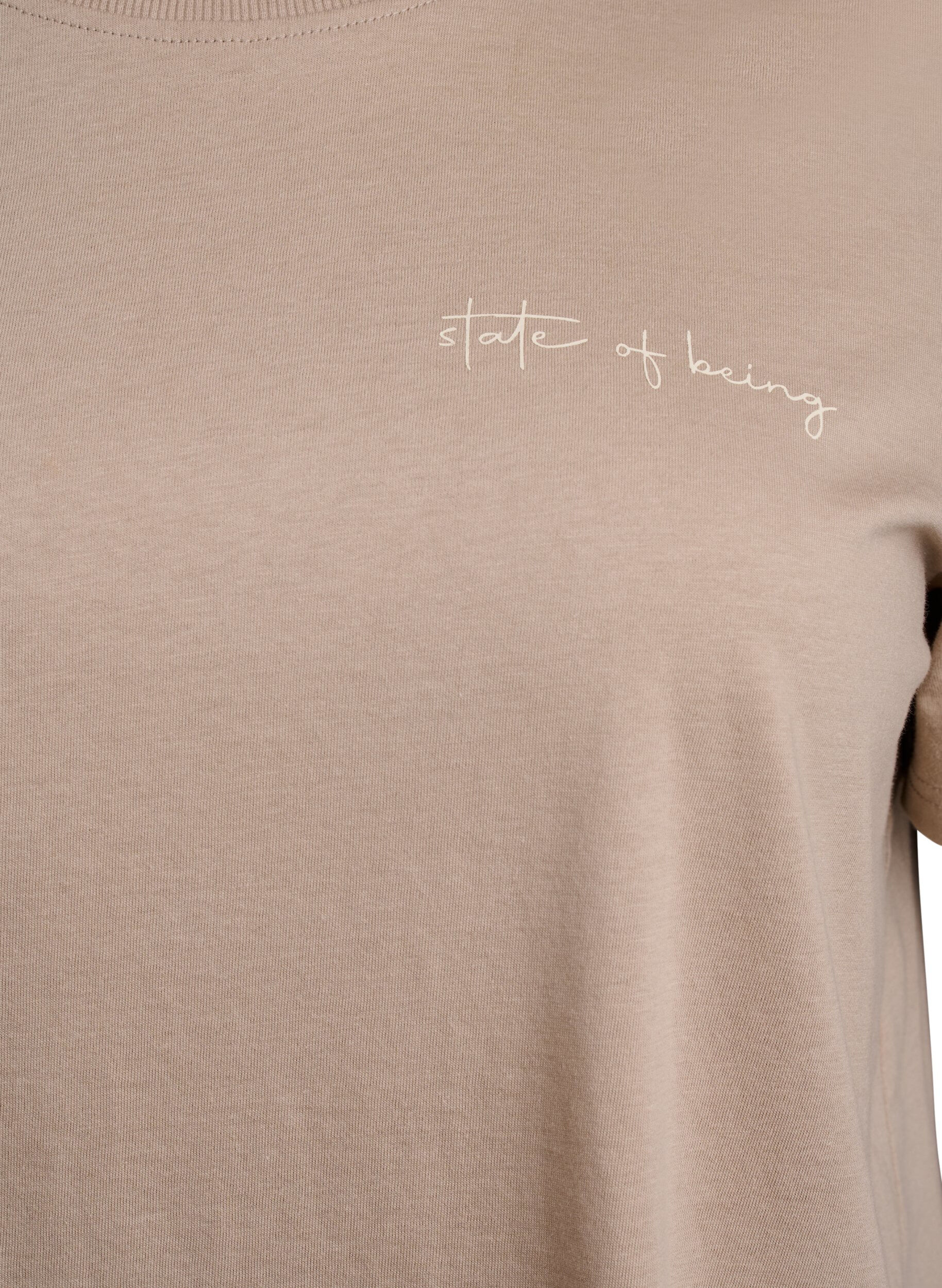ZizziT-shirt avec imprim&eacute; de texte et col rond, Marron, Packshot image number 2