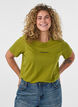 T-shirt en coton avec badge texte, Vert, Model image number 0