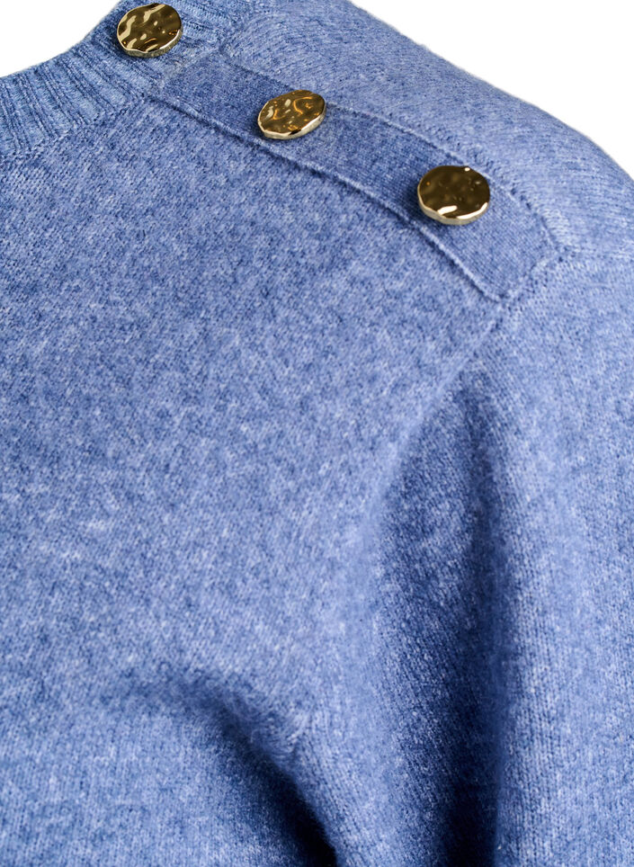 Chemisier en maille avec boutons d&eacute;coratifs, Bleu, Packshot image number 3