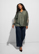 Chemise en viscose avec manches brod&eacute;es, Vert, Model image number 1