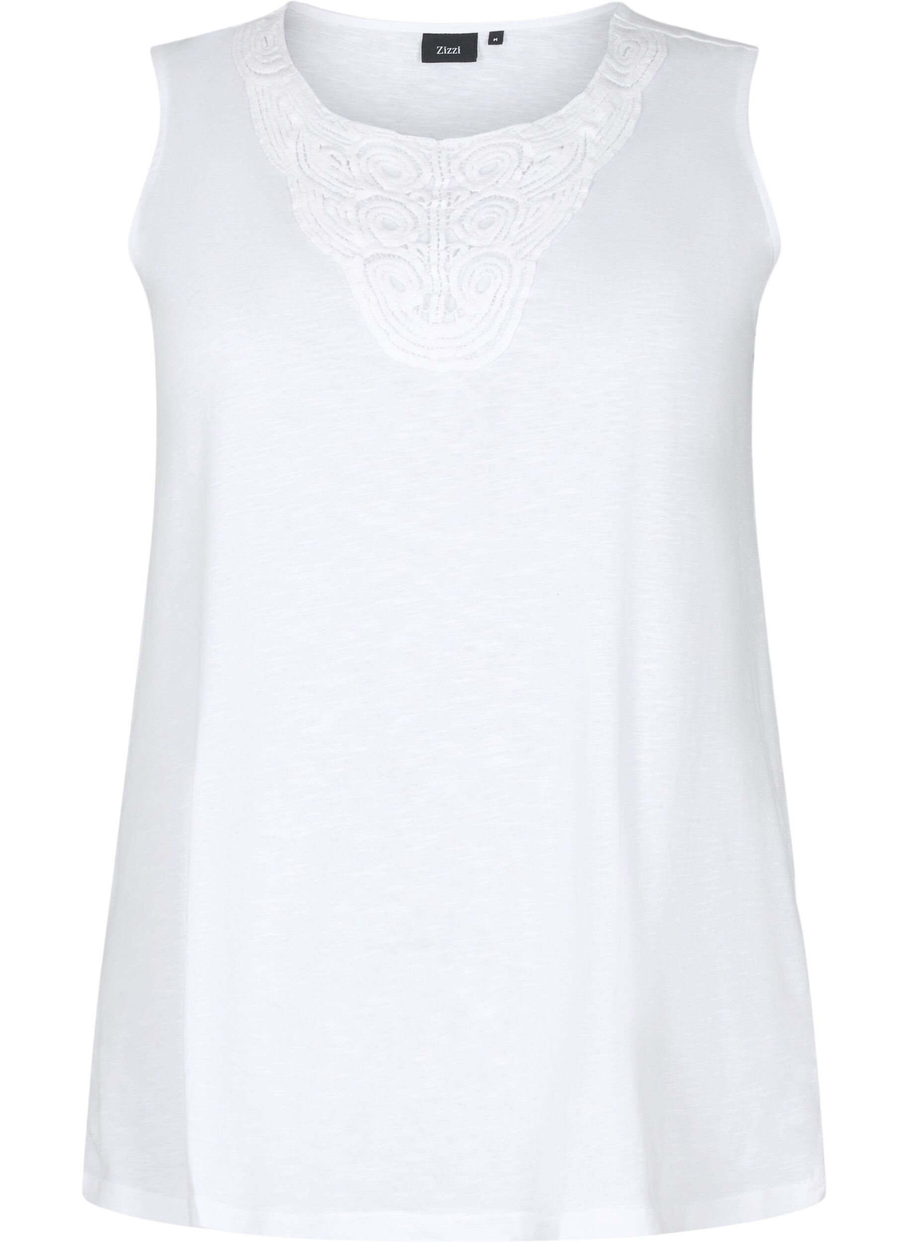 Zizzi Top sans manches en coton, Bright White, Packshot image number 0