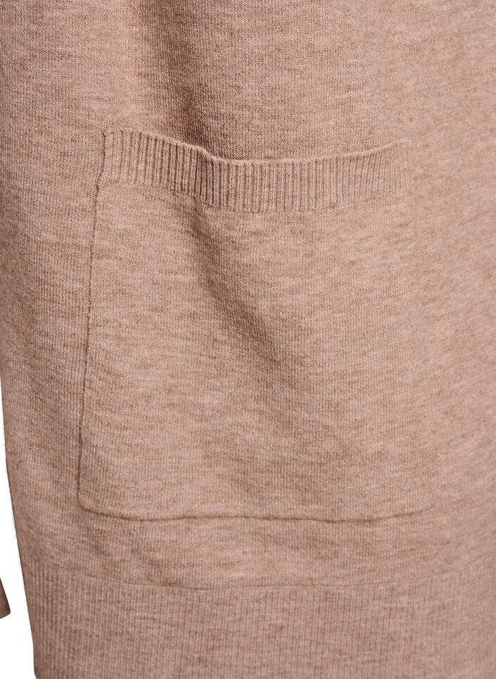 Cardigan long en maille ouvert avec poches, Beige, Packshot image number 3