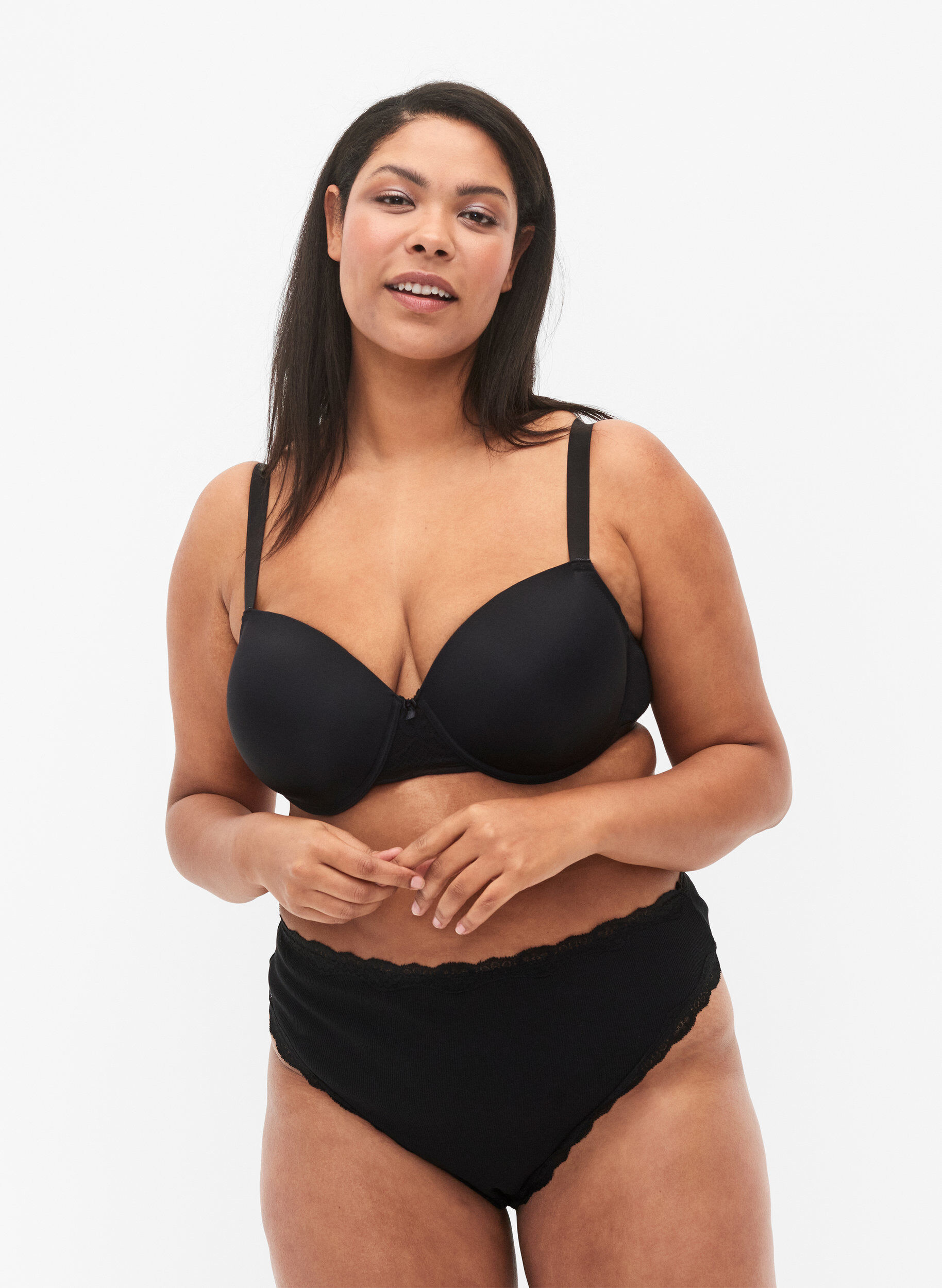Zizzi String en coton, paquet de 3, Black, Model image number 0
