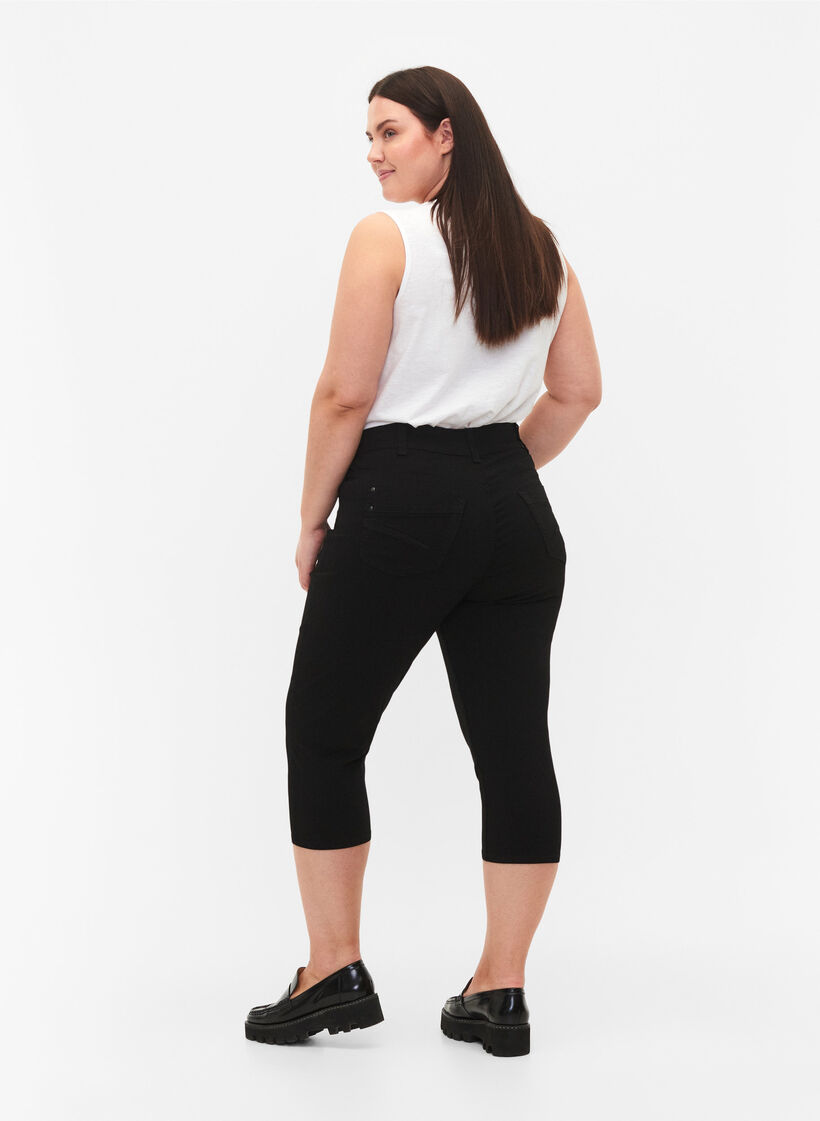 Pantalon capri ajusté en mélange de viscose, Black, Model image number 1