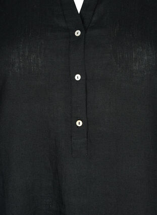Robes à manches courtes en 100% lin, Black, Packshot image number 2