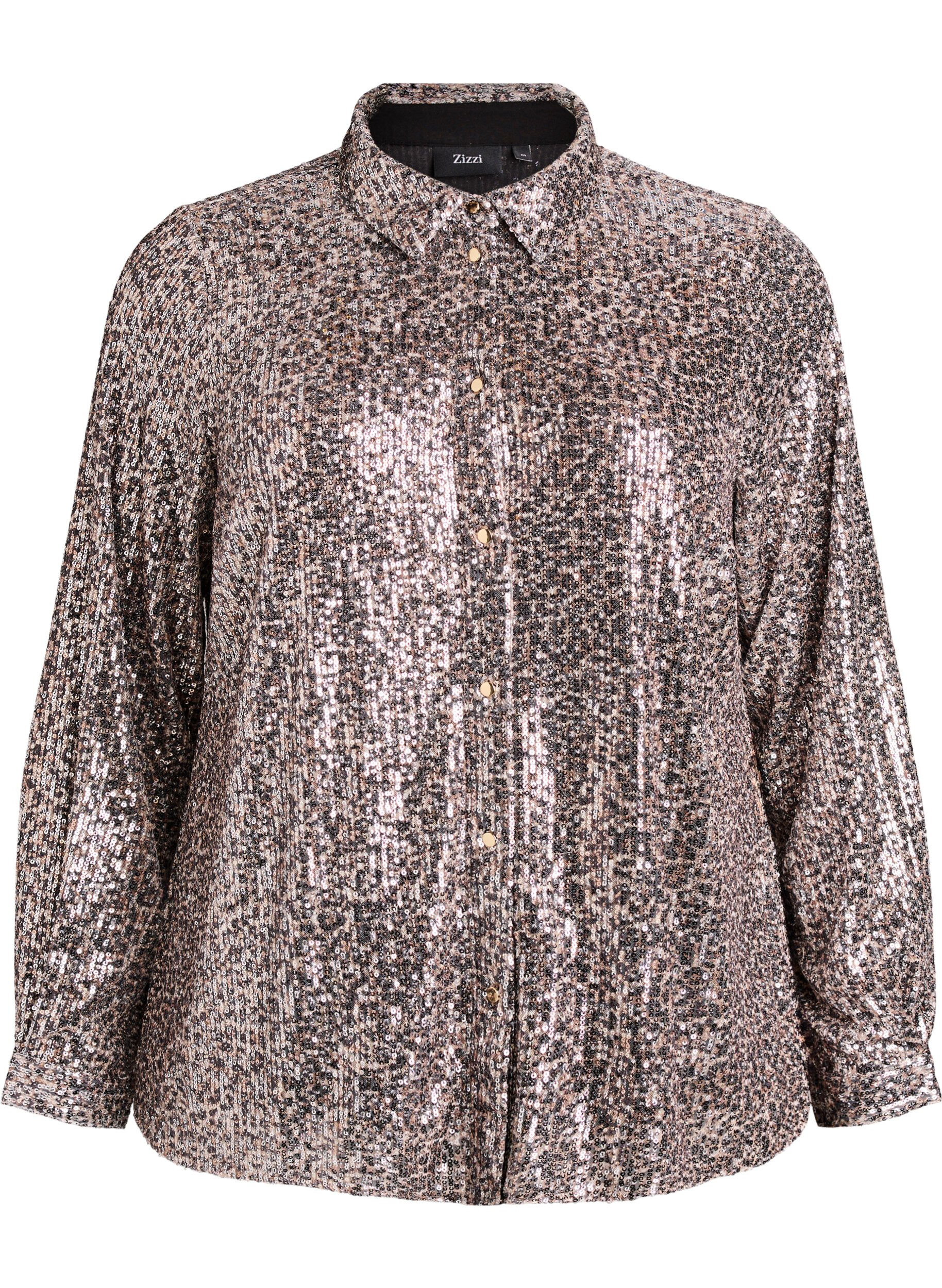 Chemise &agrave; sequins avec manches longues