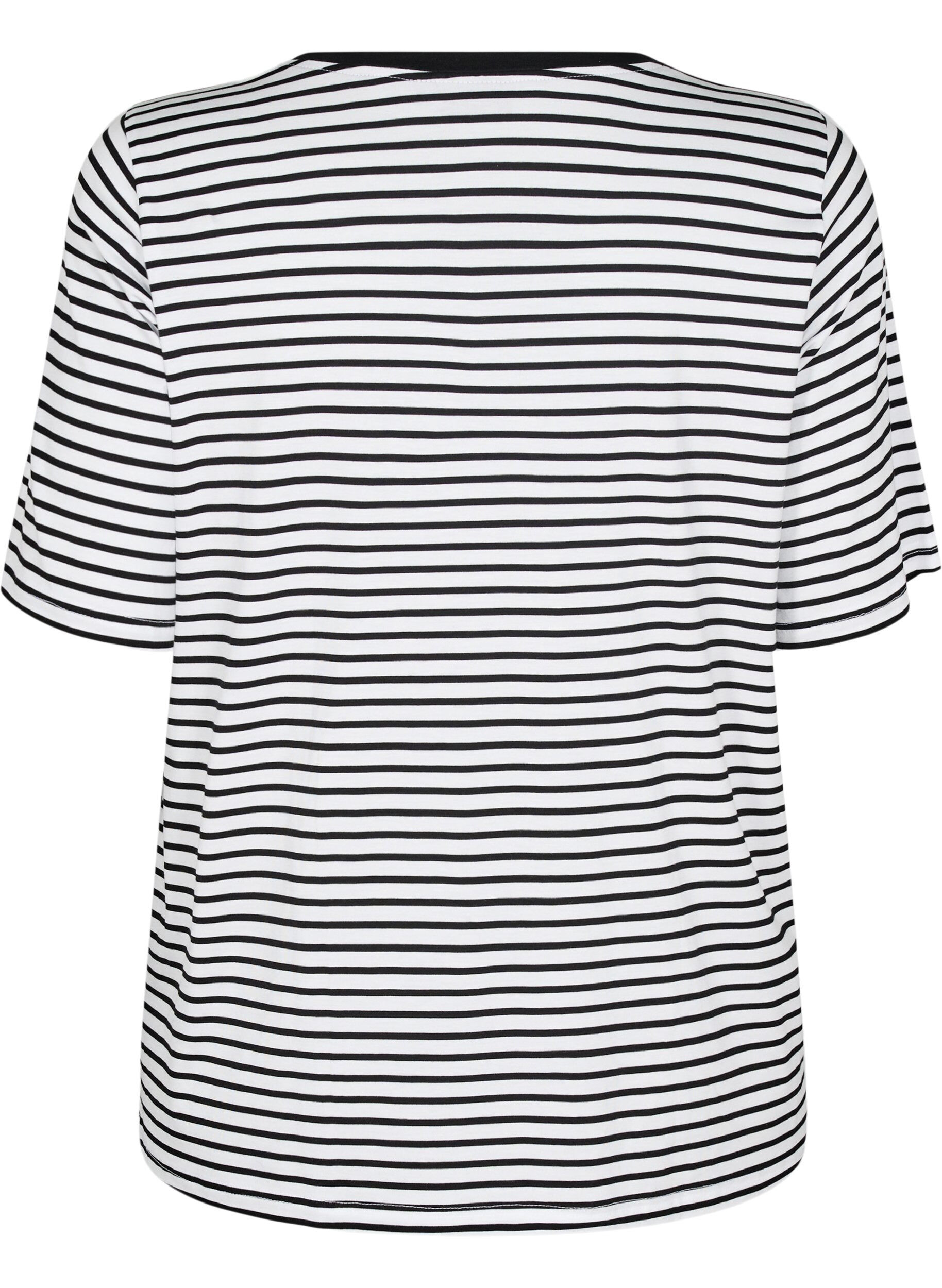 ZizziT-shirt avec TENCEL&trade; Lyocell et rayures, Blanc, Packshot image number 1