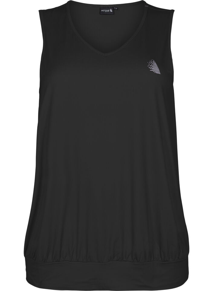 Haut de sport sans manches avec une coupe ballon, Black, Packshot image number 0