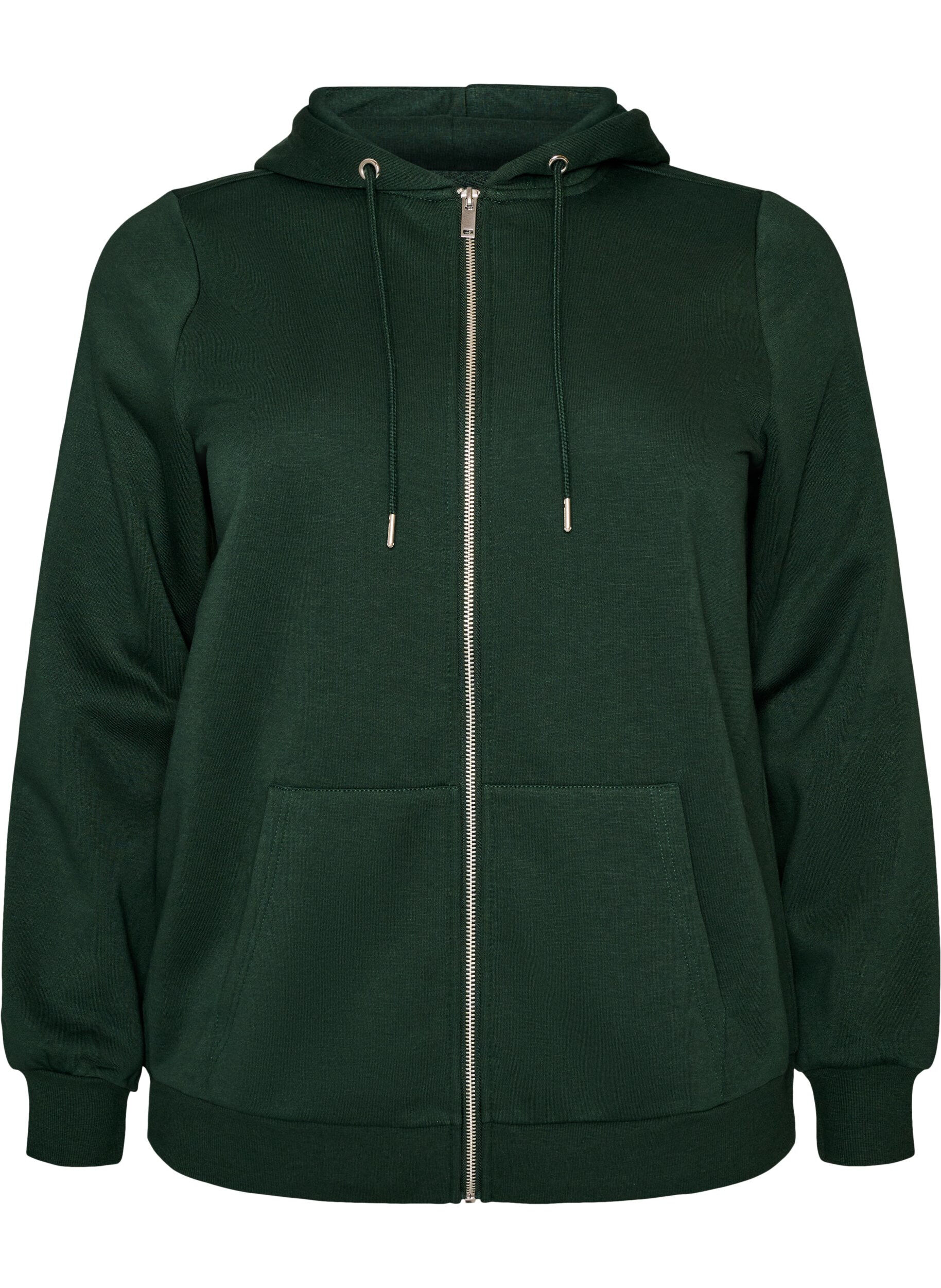ZizziSweat &agrave; capuche zipp&eacute; avec poches, Vert fonc&eacute;, Packshot image number 0