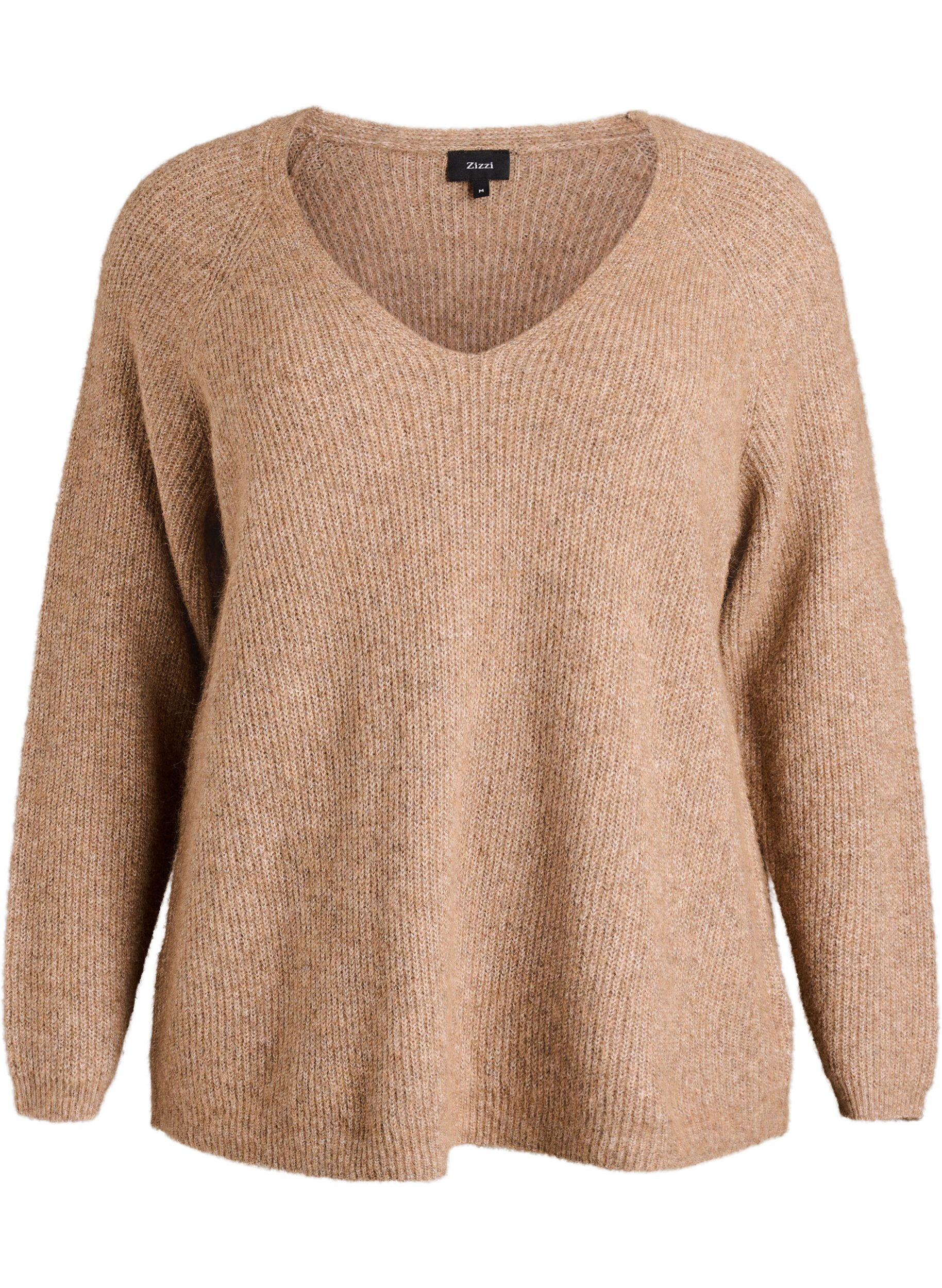 Blouse en maille &agrave; col V et manches raglan