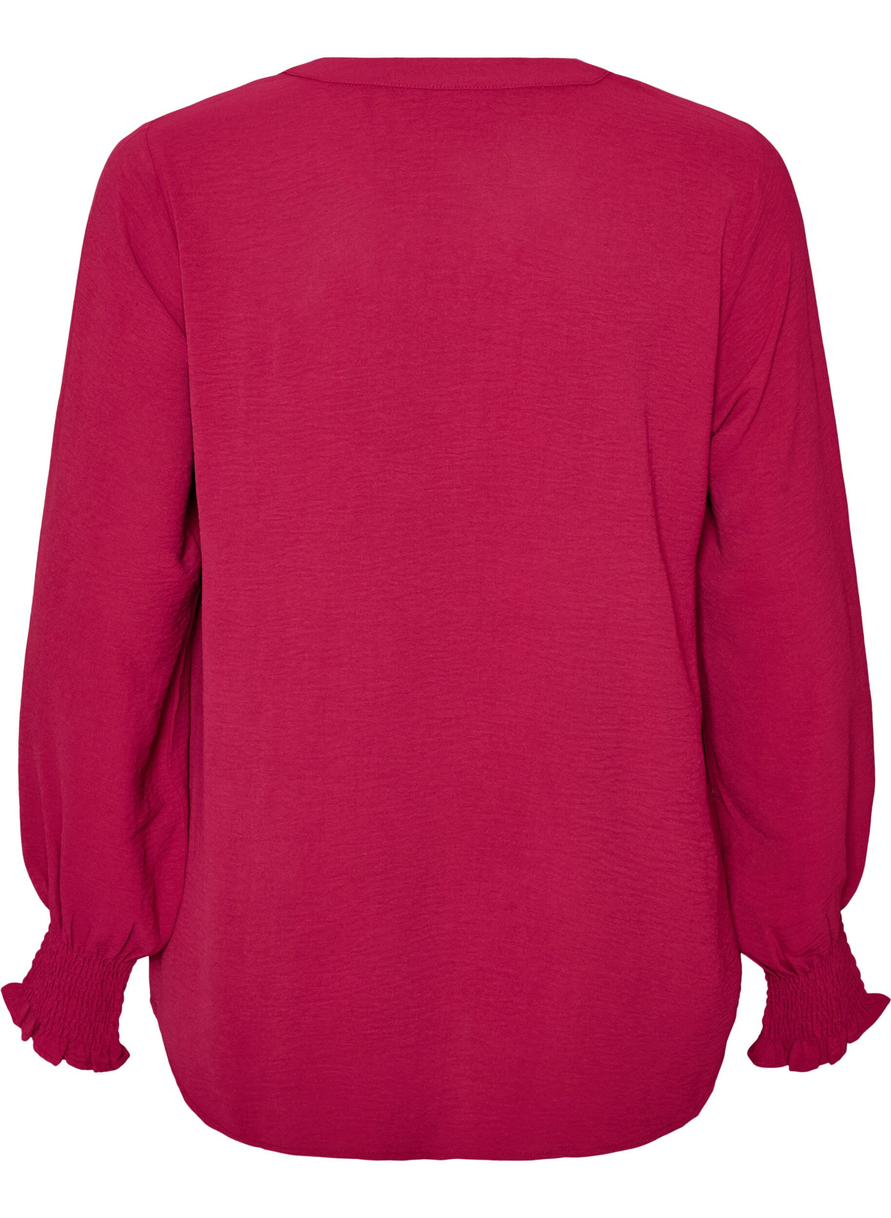 ZizziBlouse avec poignets smock&eacute;s et col en V, Bordeaux, Packshot image number 1