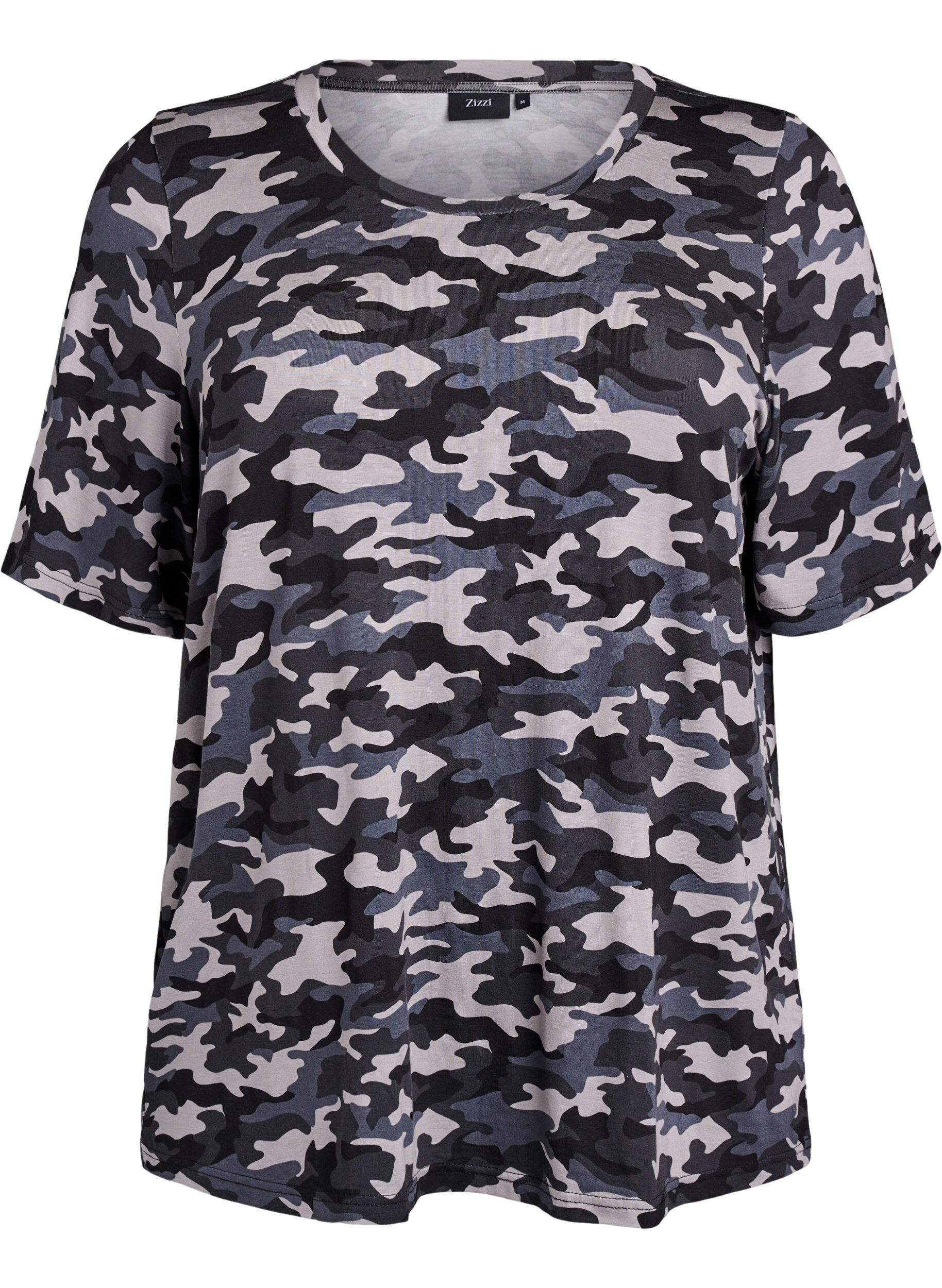 Zizzi T-shirt avec TENCEL&trade; Lyocell et impression camouflage, Gris, Packshot image number 0