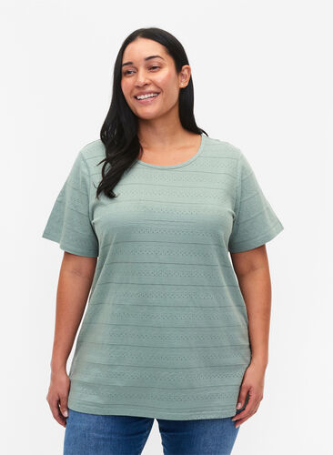 T-shirt en coton à manches courtes, Chinois Green, Model image number 0