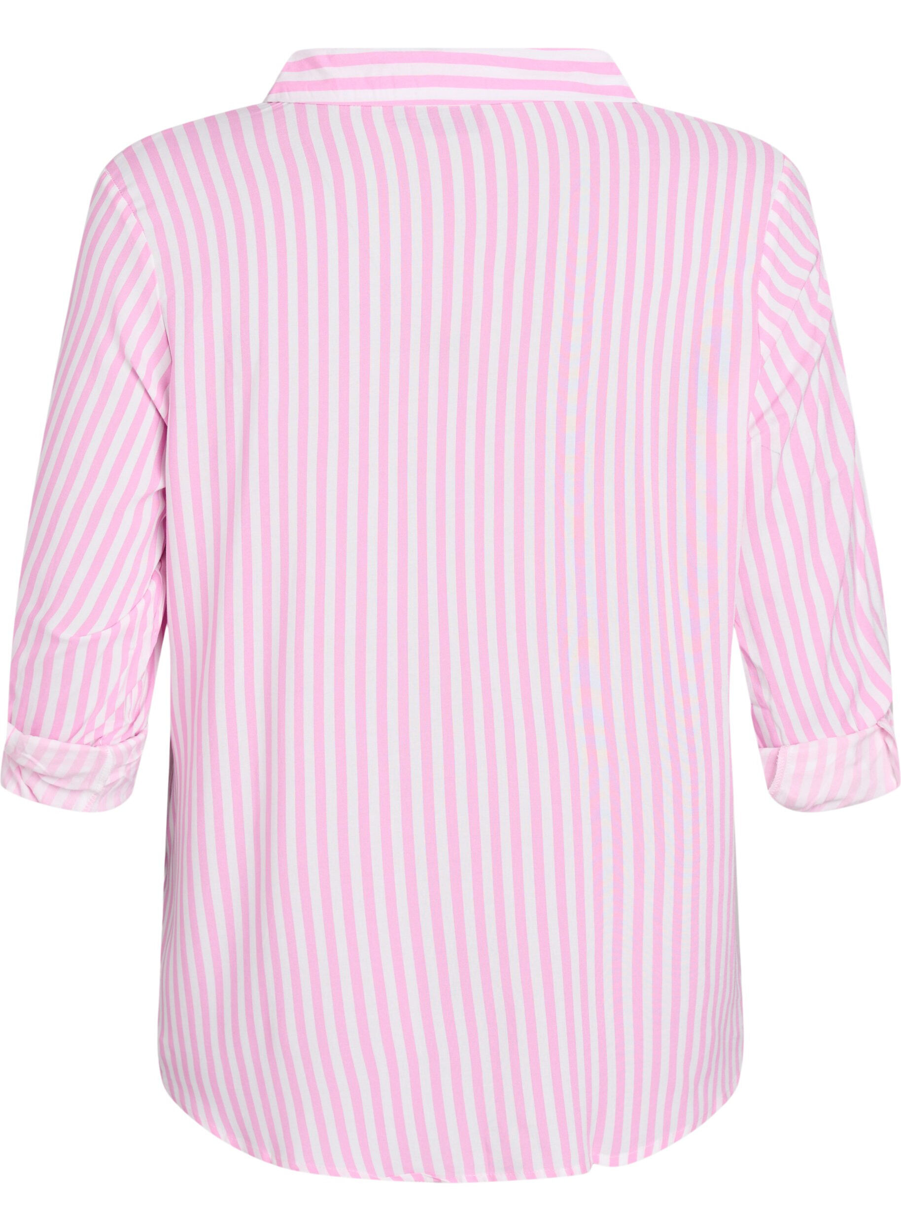 Zizzi FLASH - Chemise ray&eacute;e avec manches retrouss&eacute;es, Rose, Packshot image number 1