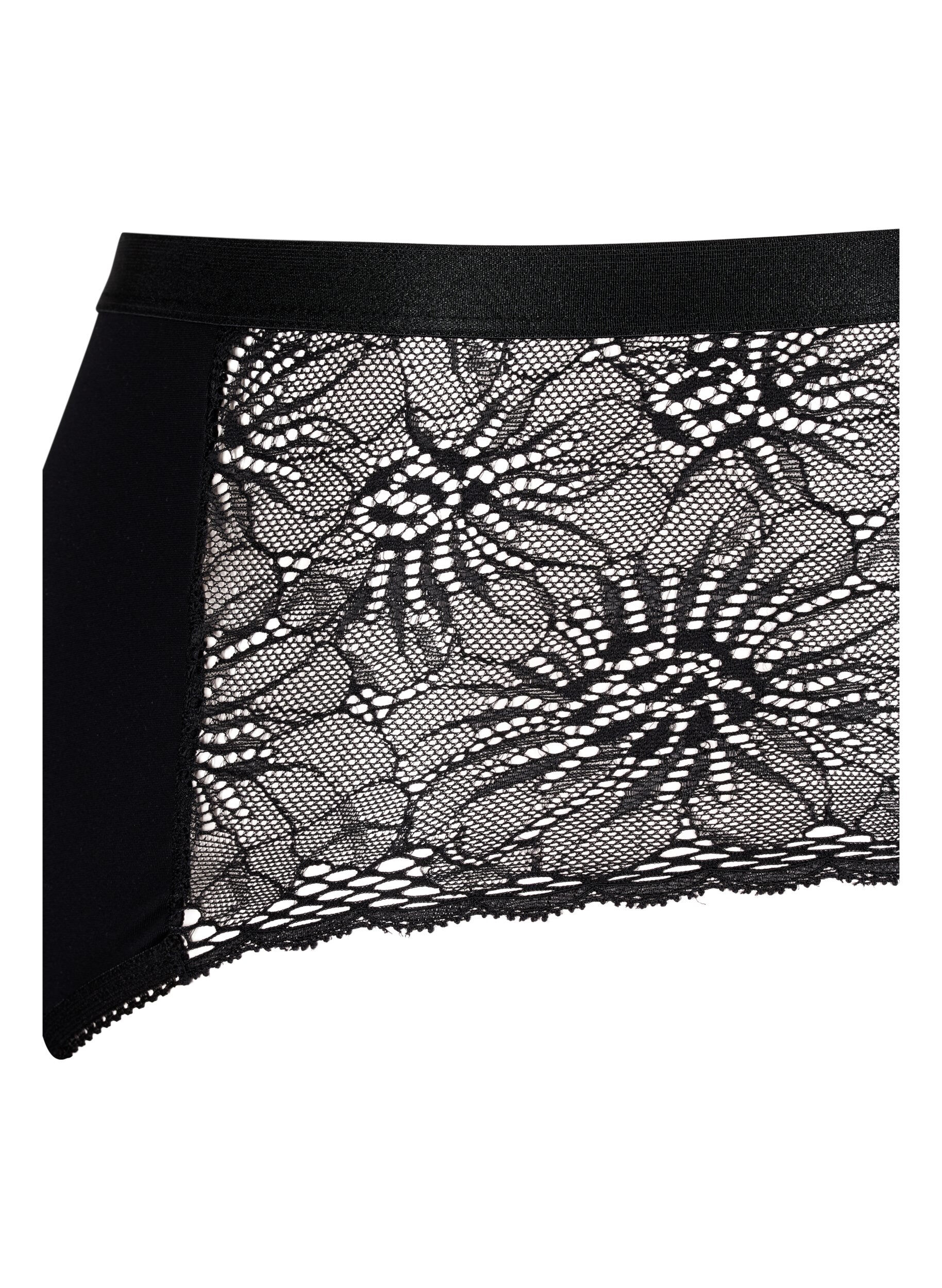 Zizzi Culotte menstruelle hipster avec dentelle, Black, Packshot image number 3