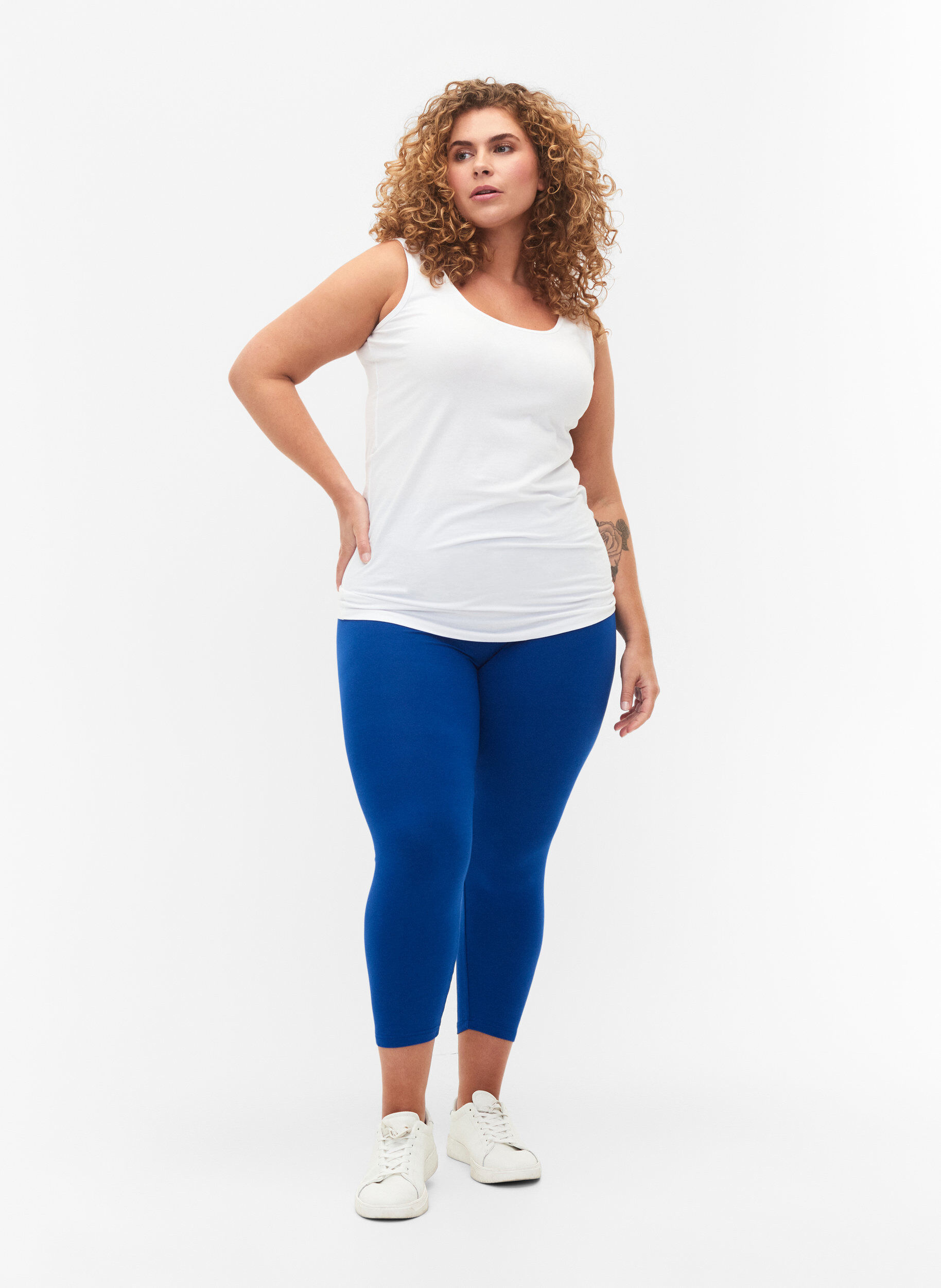 ZizziLeggings basiques longueur 3/4 en viscose, Bleu, Model image number 1