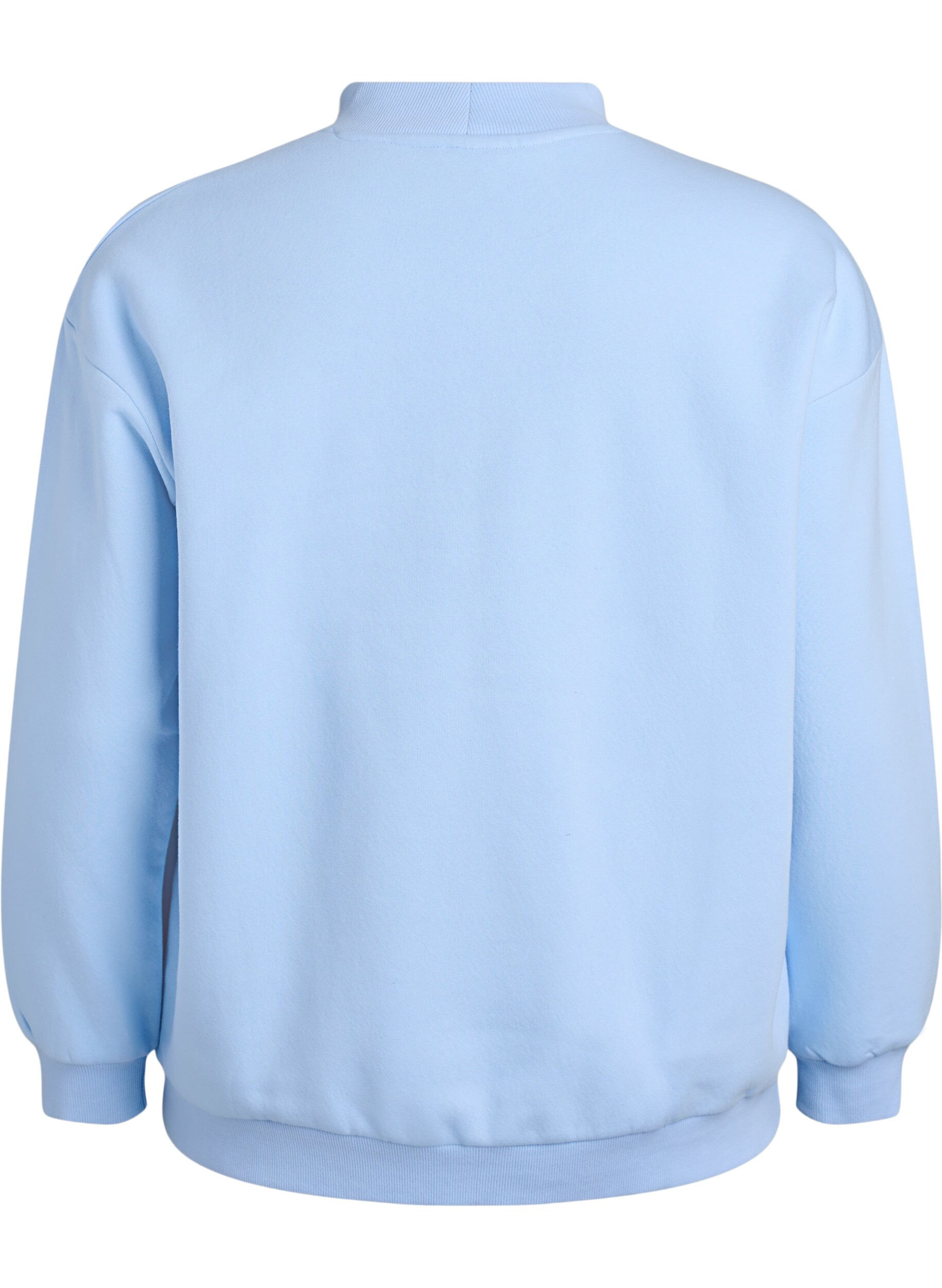 Zizzi Sweatshirt &agrave; col montant et manches longues, Bleu Clair, Packshot image number 1