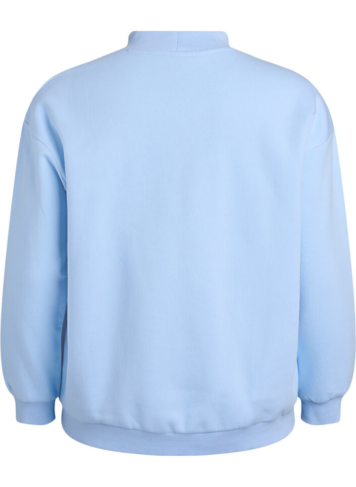 Sweatshirt &agrave; col montant et manches longues, Bleu Clair, Packshot image number 1