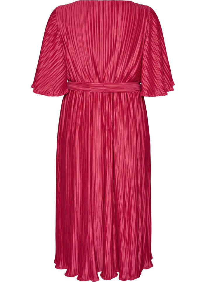 Robe midi pliss&eacute;e avec manches chauve-souris, Rose, Packshot image number 1