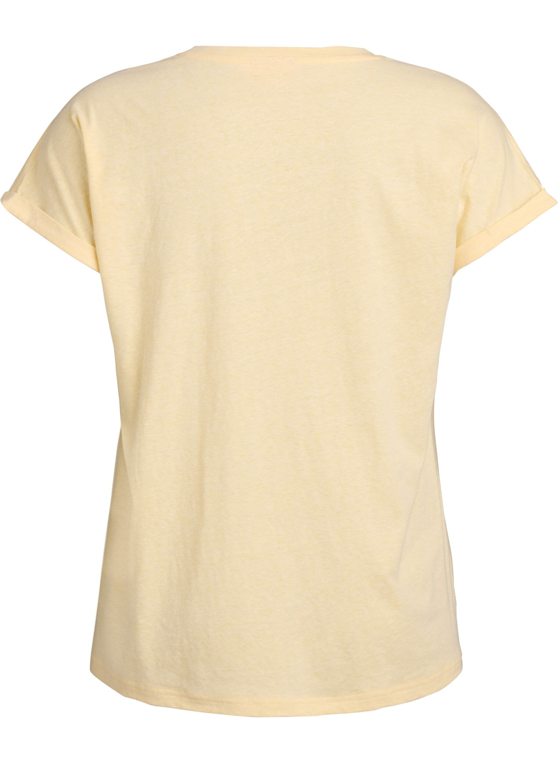 Zizzi T-shirt m&eacute;lang&eacute; &agrave; manches courtes, Jaune clair, Packshot image number 1