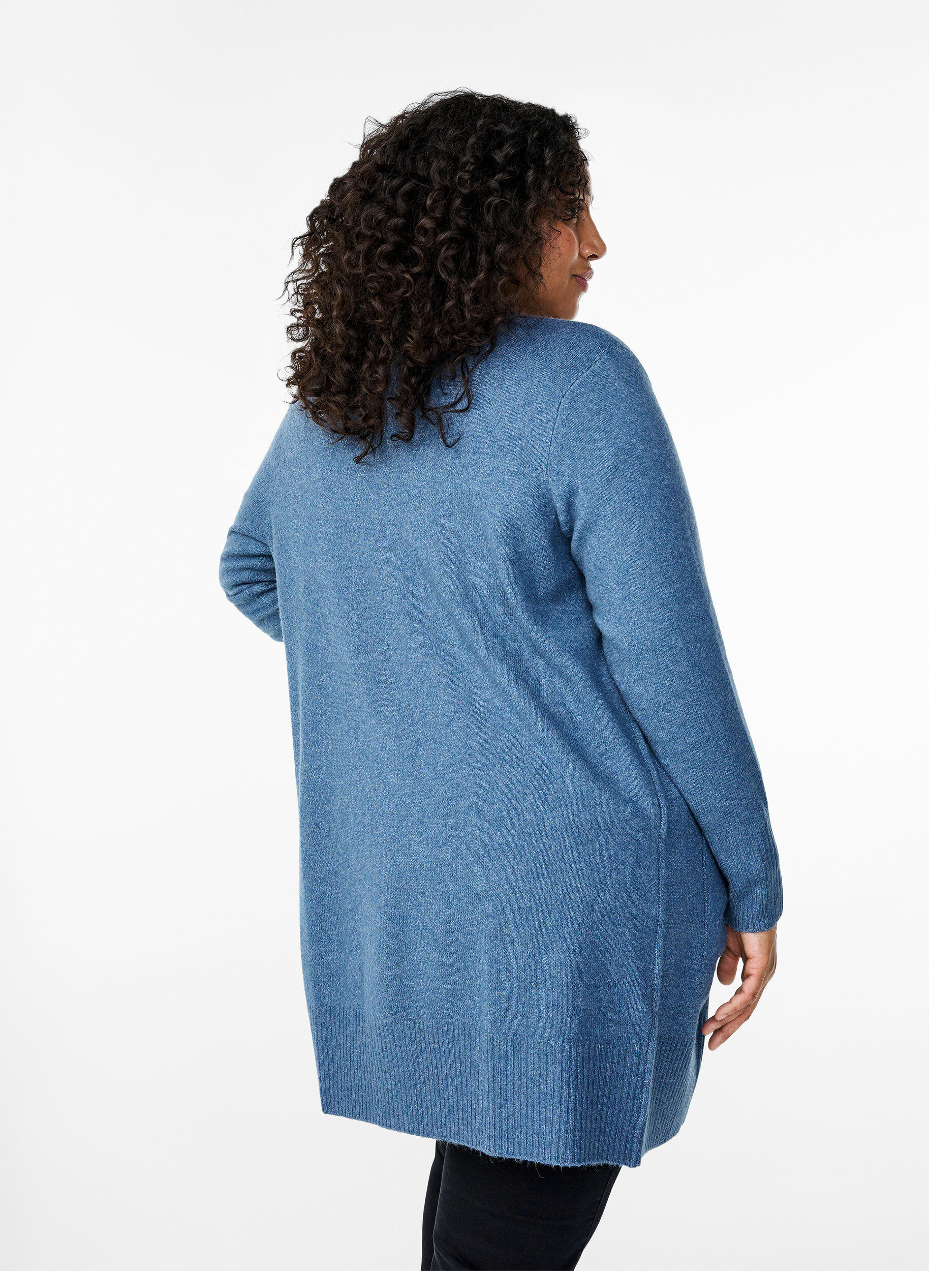 ZizziCardigan en tricot c&ocirc;tel&eacute; avec poches, Bleu, Model image number 2