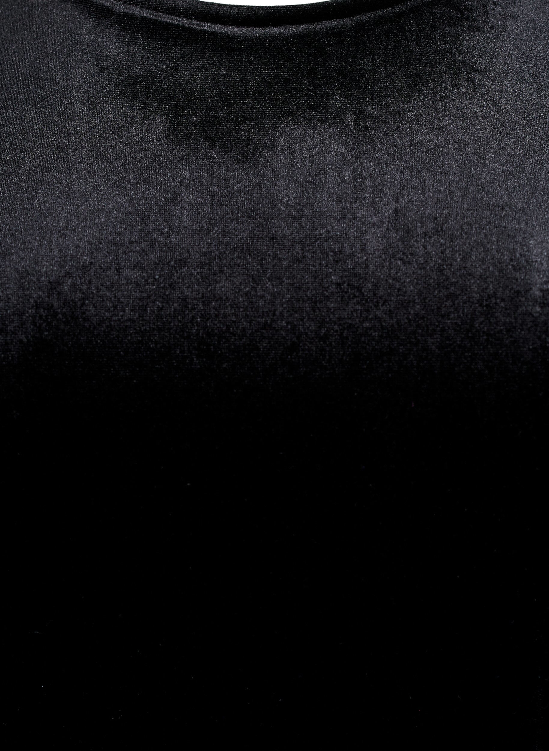 Zizzi Haut &agrave; manches courtes en velours, Noir, Packshot image number 2