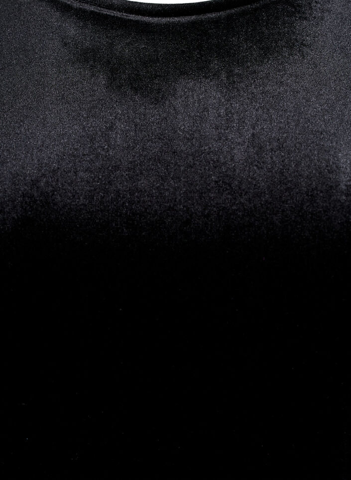 Haut à manches courtes en velours, Noir, Packshot image number 2