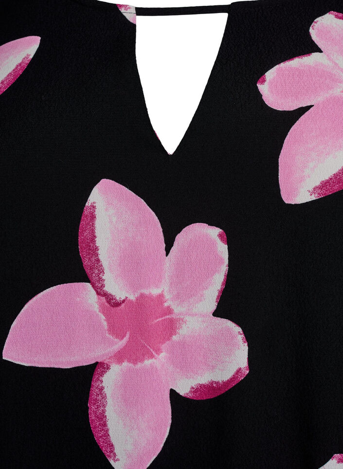 Chemisier &agrave; manches courtes en viscose avec imprim&eacute;, Noir, Packshot image number 2