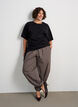 Pantalon ballon &agrave; taille haute et imprim&eacute; int&eacute;gral, Marron, Model image number 0