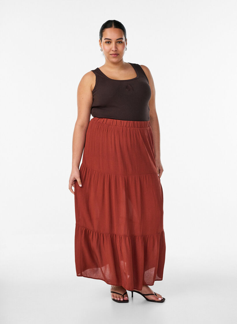 Haut ajust&eacute; avec motif, Marron, Model image number 1