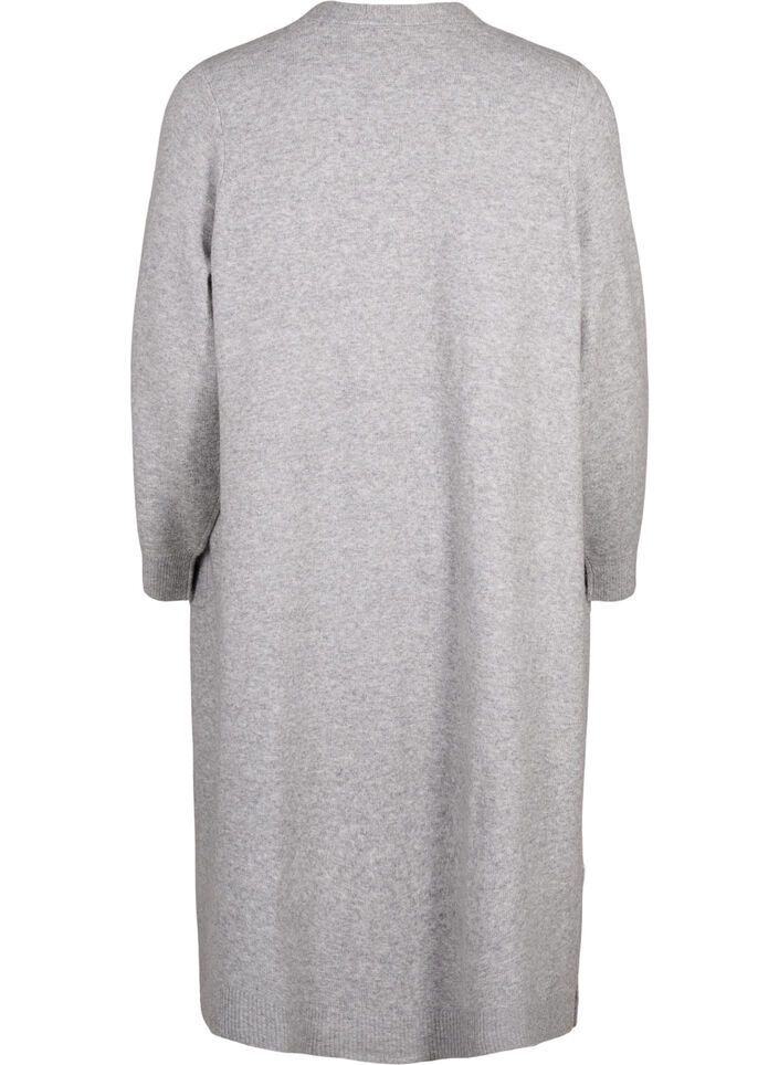 Long cardigan tricoté avec poches, Light Grey Melange, Packshot image number 1
