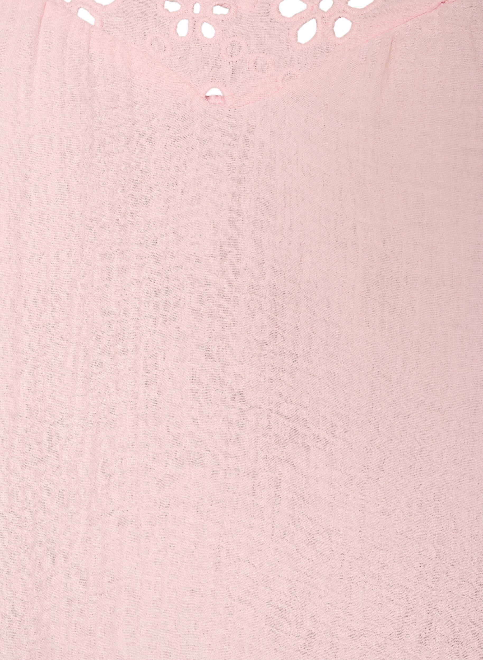 ZizziBlouse en mousseline de coton avec broderie anglaise et manches 1/2, Rose, Packshot image number 2